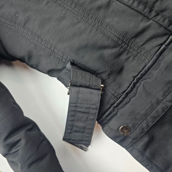 Zara Basic Black Snap Button Pockets Full Zip Belted Lined Hooded Jacket Size M - Picture 5 of 12